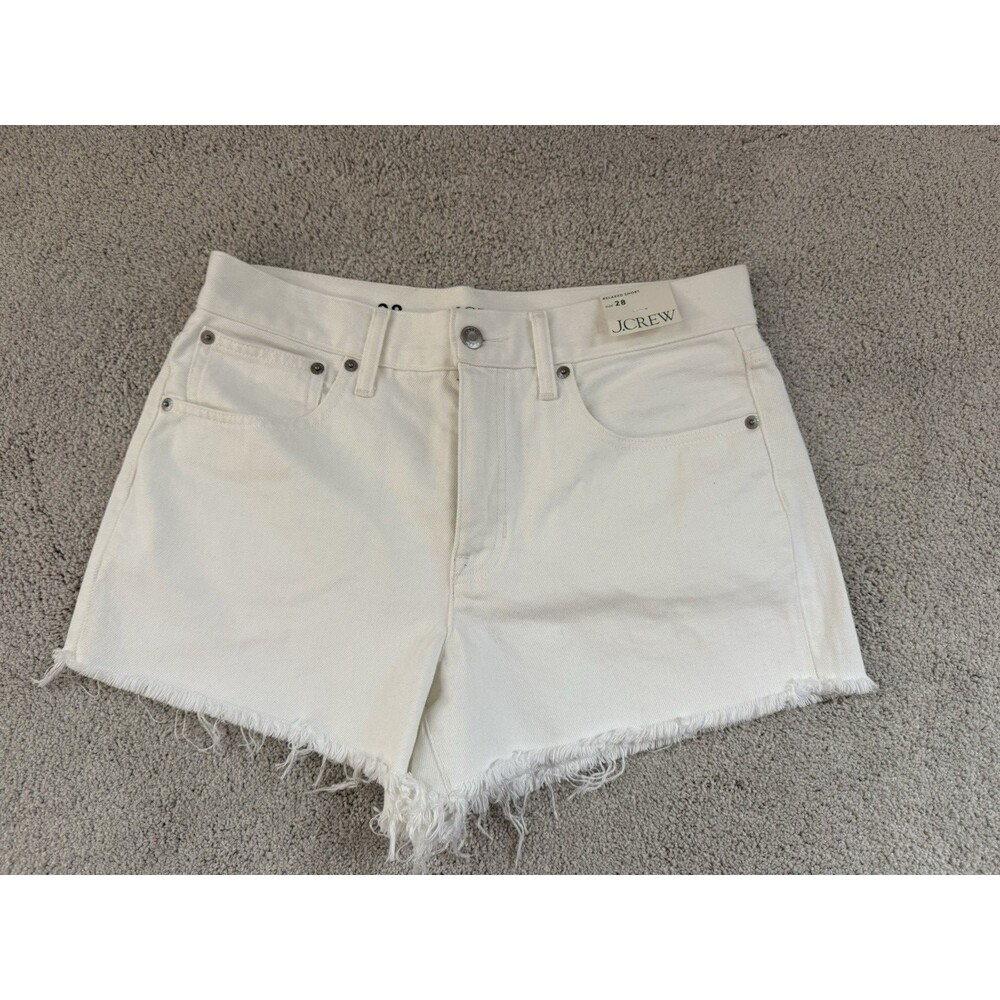NWT JCrew White Relaxed Jean Shorts Size 28